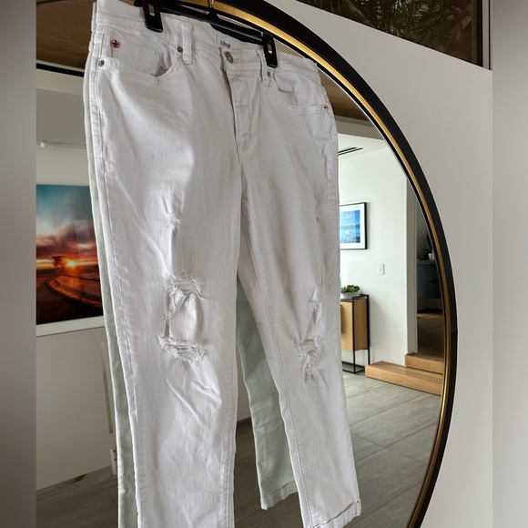 Hudson Natalie Mid-Rise Slim Boyfriend White Jeans, Size 30 - Picture 6 of 9